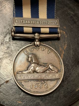 Victoria Regina Egypt Medal 1882 Alexandria 11th Clasp.  Hms Invincible