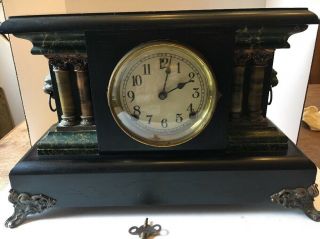 Antique Sessions 8 Day Mantle Clock Half Strike Cathedral Gong
