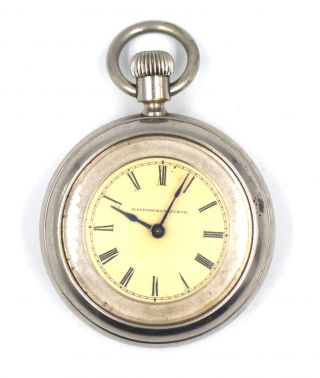 Antique Waterbury Series C Open Face Pocket Watch Silver Tone Parts Repairs