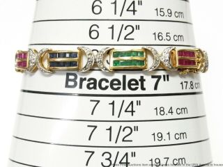 Natural Emerald Sapphire Ruby Diamond 14k Gold Bracelet 5.  65ct Vintage Statement 7
