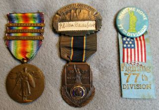 AEF 77th Div Doughboy Group: WWI Victory Medal with 3 Battle Clasps,  Photo,  More 2