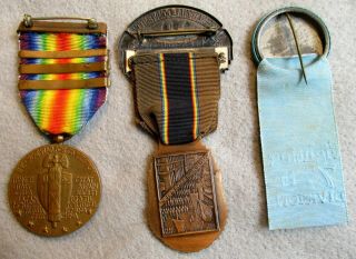 AEF 77th Div Doughboy Group: WWI Victory Medal with 3 Battle Clasps,  Photo,  More 6