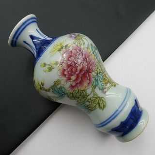 Crafts Decorate Chinese Enamel Porcelain Ceramics Peony Flower Vase Hand Painted 4