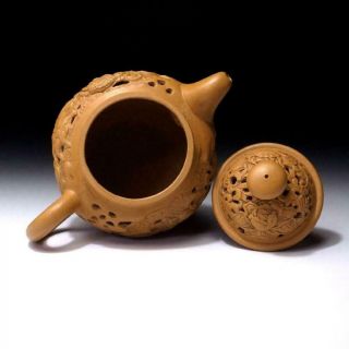 EF12: Vintage Chinese Unglazed Yixing Clay Pottery Tea Pot,  Fu lion,  Fu dog 8