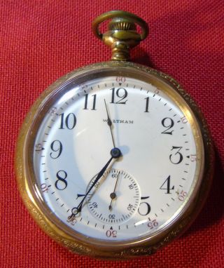 Antique Waltham Model 16 Size 7 Jewel Open Face Pocket Watch Running