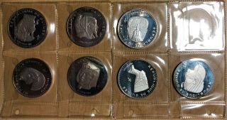 1970 Guinea 500 Franc 7 Piece Ancient Egypt Silver Coin Set (km 23 - 28)