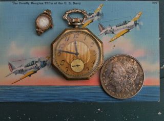 Elgin Pocket Watch 1925 15 Jewel Runs Plus A Bulova Jeweled Ladies Watch