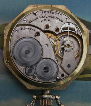 Elgin pocket watch 1925 15 jewel runs plus a Bulova jeweled ladies watch 5