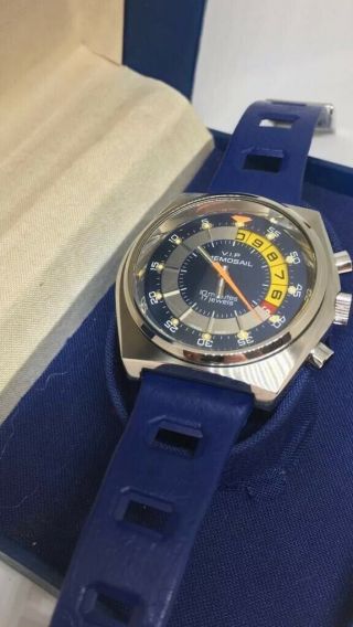 Stunning,  Rare,  1970s V.  I.  P Memosail Valjoux 7737 Vintage Watch,  Box