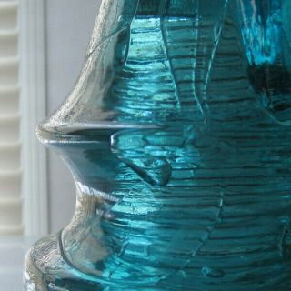 CD 269 Aqua OAKMAN PATENT JUMBO Antique Glass Trolly Insulator GREAT SHAPE RARE 6