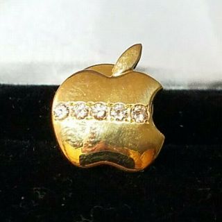 Apple Computer 5 Year 18k Gold & Diamond Service Pin 5d G Color,  Vs1 - Vs2 Clarity