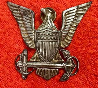 Ww2 Theater Made Us Coast Guard Officer’s Cap Insignia Badge Sterling
