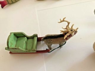 Vintage Caribou And Toy Sled With Eskimo Doll Made in Germany 3