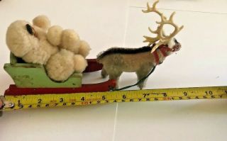 Vintage Caribou And Toy Sled With Eskimo Doll Made in Germany 7