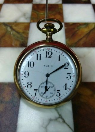 Antique Elgin 15 Jewel Double Roller Gold Filled Pocket Watch
