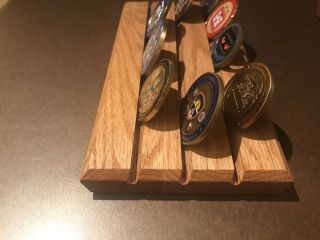 Military Challenge Coin Display Rack Holder - Oak Handmade 2