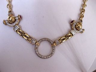 Vintage Estate 14k Yellow Gold Massive Necklace With Diamonds,  Italy,  1970 