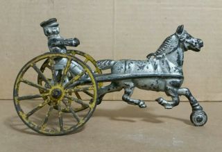 Cast Iron Sulky (harness Racing Horse,  Rider & Cart) 1900 