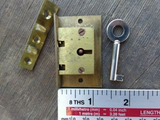 Chest Lid Lock Half Mortice Snap Lock.  With Key 1 1/4 " X 2 ".  Old Stock.