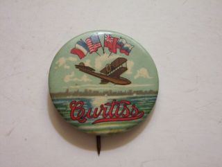 Wwi Era Curtiss Aeroplane Co.  Pinback Early Aviation History Plane Bastian Bros.