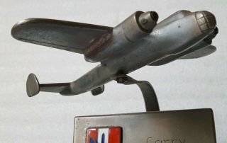 Vintage WWII Desktop Trench Art Model B - 25 Mitchell Aircraft Austria 1945 - 46 3