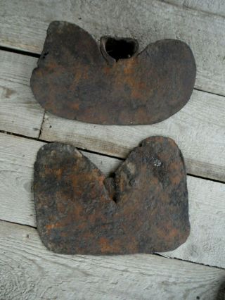 Antique Primitive Hand - Forged Cast Iron Garden Hoes,  2 Forms - Upstate Ny Find