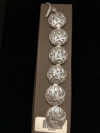 SILPADA B2092 ANCIENT SCROOLS OXIDIZED STERLING SILVER TOGGLE BRACELET 4