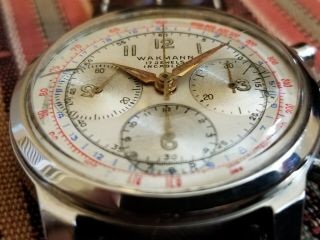 Vintage Wakmann 17 Jewel Incabloc Chronograph Valjoux 72,  non chrono 9