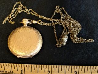 Antique Waltham 15 Jewel,  Hunter Case,  Pocket Watch On Chain Necklace