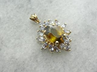 One Of A Kind Sphene And Tanzanite Halo Pendant