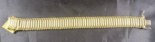 Fabulous Vintage 14ct K 16mm Wide Bar Bracelet Plain And Machined Pattern