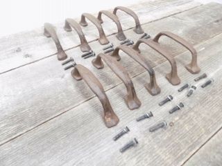 10 Cast Iron Handles Rustic Drawer Pulls 5 1/2 " Long W/ Screws Pull Handle Wow
