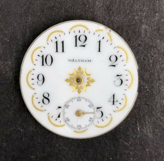 1901 Waltham 0s 7j Fancy Dial Pocket Watch Movement Seaside/1891 10658984 Hf