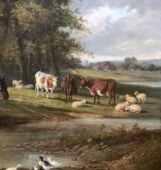 Horses in a Landscape Antique Oil Painting John Frederick Herring (1820–1907) 5