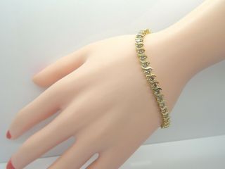10 Karat Yellow Gold 44 Diamond Link Flexible 3 Carat Tennis Bracelet 7 1/4 "