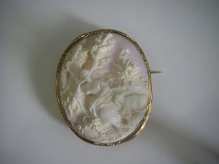 Magnificent Cameo With 18 Kt Brooch And Top Quality Carving