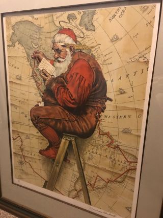 Norman Rockwell Extra Good Boys and Girls signed Lithograph ed Santa Christmas 12