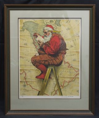Norman Rockwell Extra Good Boys And Girls Signed Lithograph Ed Santa Christmas