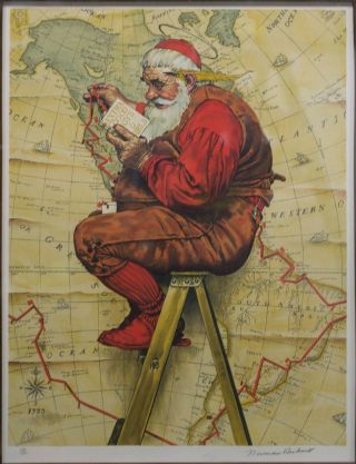 Norman Rockwell Extra Good Boys and Girls signed Lithograph ed Santa Christmas 3