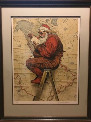 Norman Rockwell Extra Good Boys and Girls signed Lithograph ed Santa Christmas 8