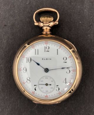 1908 Elgin 0s 15j Antique Pocket Watch 355/3 13186774 Of W/engraved Duber Case