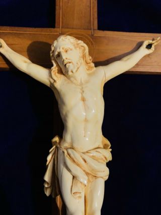 Ivory Color ANTIQUE Louis XVI ALTAR CRUCIFIX FRANCE Jesus Carved Relic Reliquary 3
