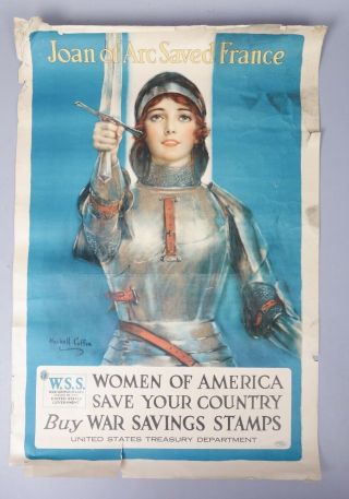 Wwi William Haskell Coffin Joan Of Arc Saved France Us Savings Stamps Poster