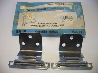 Vintage Nos Chrome Semi - Concealed Cabinet Hinges For 3/4 " Thick Flush Doors