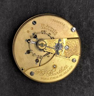 1908 Waltham 18s 17j Double Sunk Pocket Watch Movement 85/1883 17056353 Of