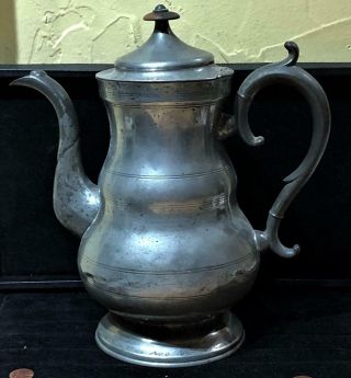 Antique American Pewter Tall Teapot Coffeepot,  Boardman & Hart. ,  N.  Y. ,  C.  1830 