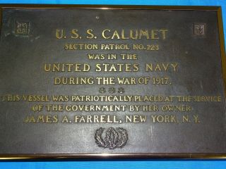 WWI Bronze Plaque USS CALUMET SECTION PATROL SP - 723,  1917 James Farrell (40) 2