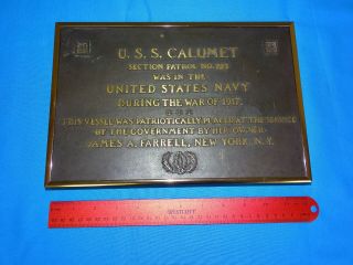 WWI Bronze Plaque USS CALUMET SECTION PATROL SP - 723,  1917 James Farrell (40) 3