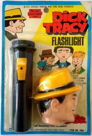 Dick Tracy Figure Head Flashlight Toy (1975) Chester Gould - Creative Creations