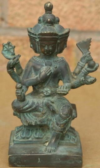 Extremely Old Antique Raw Bronze Hindu God Sculpture - Possibly Ancient